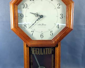 Seth Thomas Regulator Battery Operated Wall Clock With Westminster Chime, Model 1819, 23" x 13.5" x 3.5"