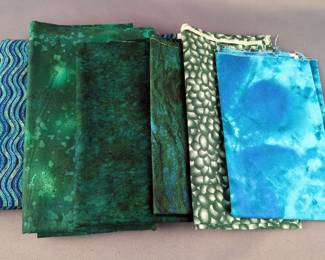 Benartex "Porcelain Treasures" Cotton Quilting Fabric - 4.25 Yards, P & B Textiles "Flora" - 1 Yard, Michael Miller "Marble" - 1 Yard, And Assorted 1/2 Yard Pieces