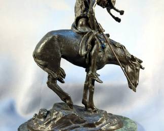 Fraser's "End Of The Trail" Bronze Sculpture On Marble Base, 13" x 11" x 6"