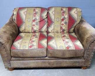 Broyhill Love Seat With Rolled Arms And Nail Head Trim, 37" x 70" x 39" 
