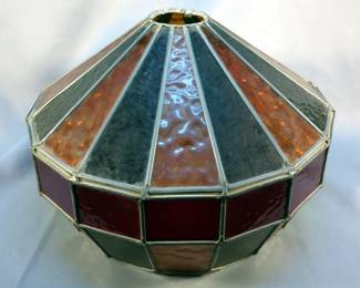 Leaded Glass Pendant Lampshade, 10.5" x 16"