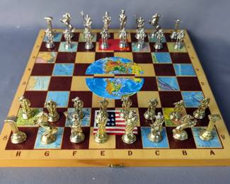 Greek Roman Chess Set In Foldable Case 
