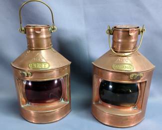 CWC Port And Starboard Nautical Lanterns, 11.5", Qty 2 And Rose Skating Light Ornament 
