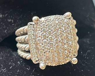 David Yurman sterling Wheaton diamond pave ring. 