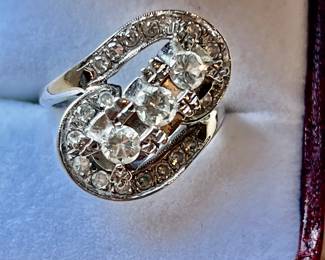 14k white gold bypass style ring. 