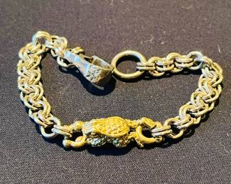 kieselstein cord Sterling and 14k frog bracelet. 