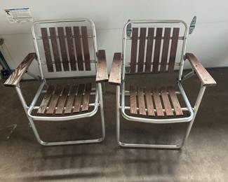 MCM Aluminum Wood Slat Lawn Chairs