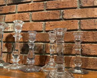 Glass and crystal candlesticks