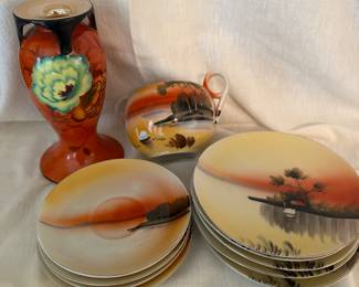 Sakuraware Vase and Nippon Dishes
