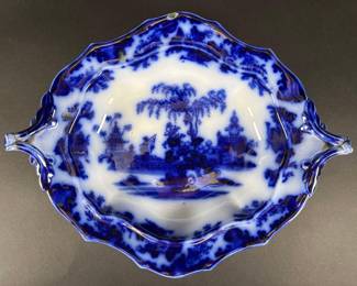 Flow Blue Footed Bowl