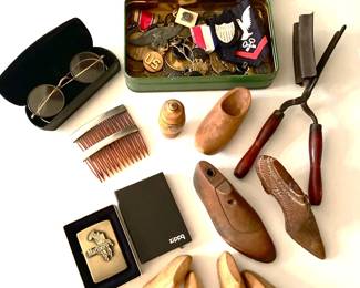 Antique Collectibles- Eye Glasses, Zippo Lighter & More