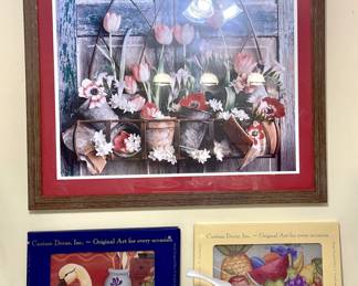 Glass Counter Top Savers and Framed Floral Print