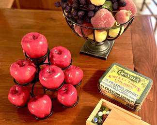 Table Fruit Decorations and Crayon & Marbles Collectibles