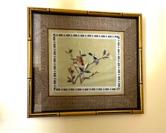 Framed Asian Silk Embroidery