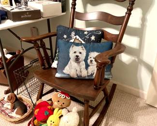 Rocking Chair, Pillows and Stuffed Animals