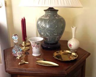 Drum Table and Oriental Lamp