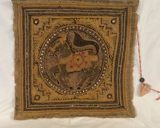 Vintage Thai Burmese Embroidered Wall Art Tapestry