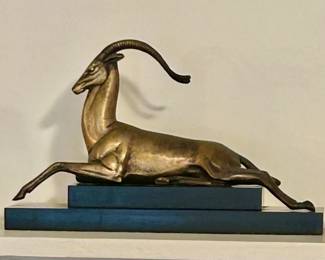 Brass antelope on base