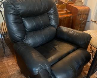Faux leather black manual recliner