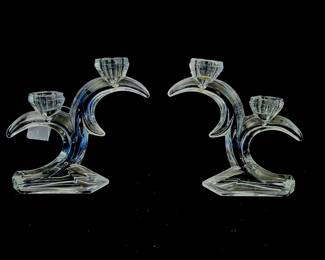 Cut Crystal Double-tiered Candle Holders