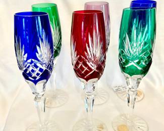 Set of 6 crystal champagne flute