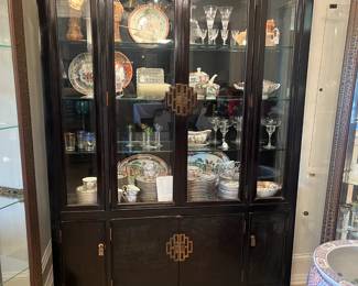 Asian style lighted China cabinet by Century, 58“ x 16“ x 80“
