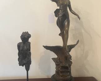 Christine Remy Femmes/Modernist bronze art, Grecian Speltr Art Nouveau (as is)