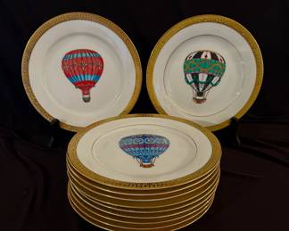 Set of 11 hot air balloon plates