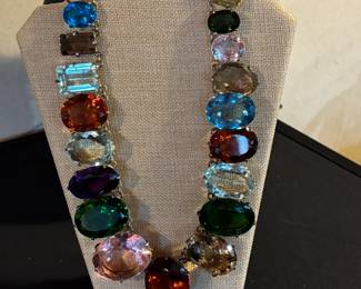 Chunky multi-stone/cut glass necklace