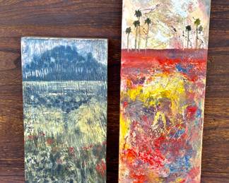 Trish Thompson is a mixed media painter and retired professor in the Cultural Arts Department of Daytona State College. We are offering an extensive collection of her original works ranging in price from $20/up.
