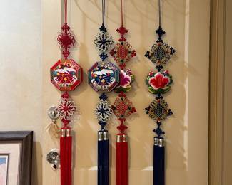 Chinese Cloisonne Red Knot Tassels