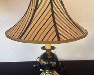 Mackenzie Childs Black Tie,Courtly Check Stripe Shade Table Lamp