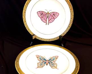 Lynn Chase pair of butterfly gold buffet plates
