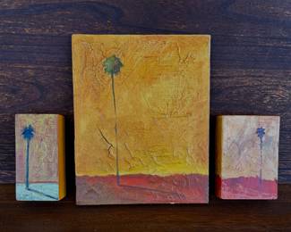 Trish Thompson is a mixed media painter and retired professor in the Cultural Arts Department of Daytona State College. We are offering an extensive collection of her original works ranging in price from $20/up.