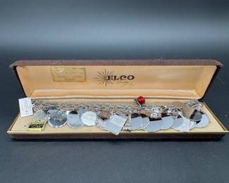 Loaded Vintage Elco Sterling Silver Charm Bracelet