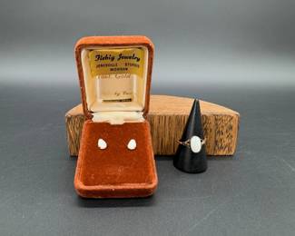 Vintage Opal & Gold Jewelry - 14k Gold Earrings & 9k Gold Ring