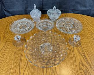 Vintage Fostoria American, Anchor Hocking Wexford, & Imperlux Sunrise Crystal Candy Dish