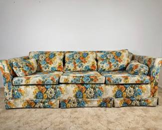 70s Vintage Floral Wood-Bridge Furniture Industries Inc Couch