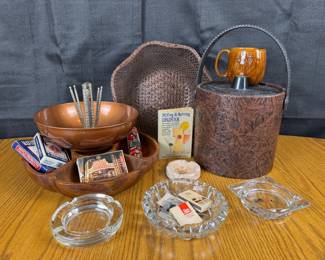 Vintage Barware - MCM Ice Bucket, Ashtrays, Playing Cards & More