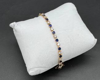 14k Gold Sapphire & Diamond Tennis Bracelet