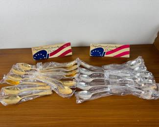 Bicentennial International Original Colonies Spoon Collection - Gold Tone & Silver Plate Sets