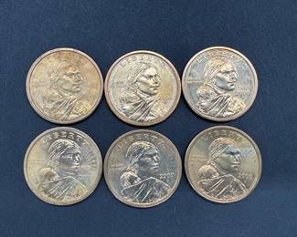 (6) 2000 Sacajawea Liberty Dollar Coins