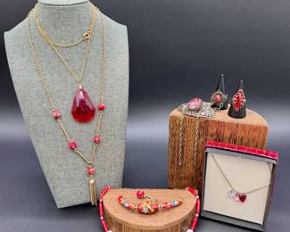 Vintage Red Fashion & Costume Jewelry - Boho Hand Chain, Sarah Coventry