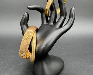 Trio of Vintage Gold Tone Bangle Bracelets - R&G Co, Craftmere, We Richards