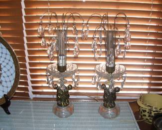 Cherub Base & Glass Lamps - vintage
