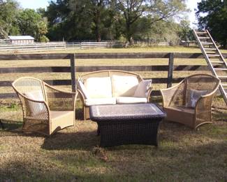 Outdoor/Patio Loveseat & 2 Chairs set, Outdoor Coffee Table