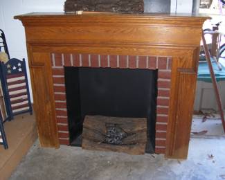 Fireplace Mantle and Electric Log Insert