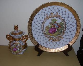 Limoges "Love Story" Charger and Lidded Urn