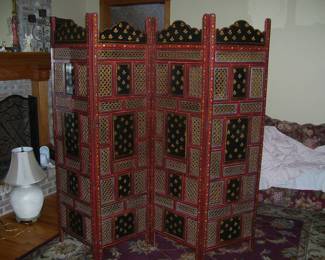 Nice Vintage/Antique Solid Wood Room Divider Screen - Very Heavy and Well Made