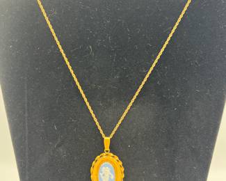 Gold-Filled Wedgwood Locket & Chain